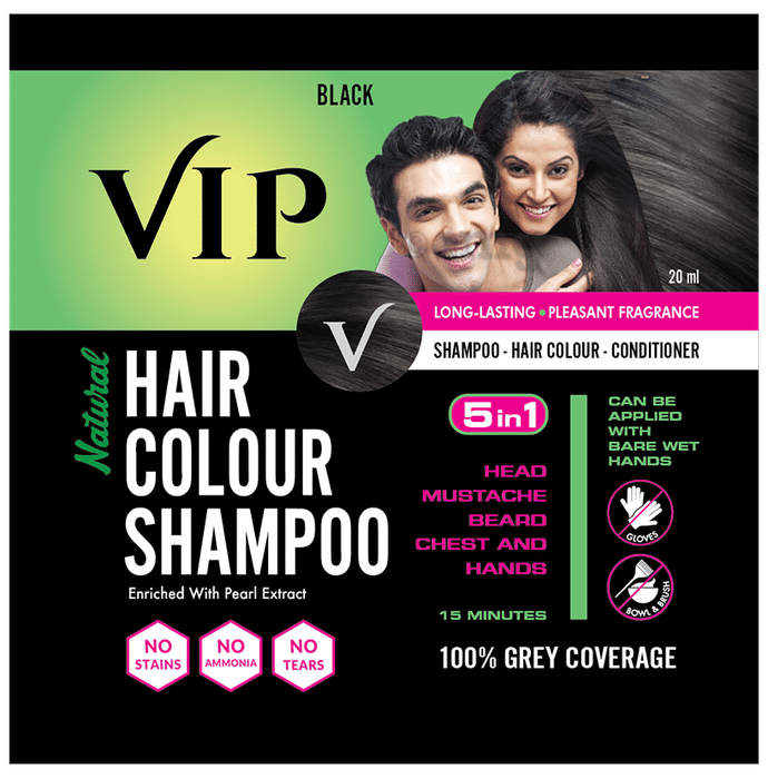 VIP Natural Hair Colour Shampoo | For Grey Coverage Shampoo Black