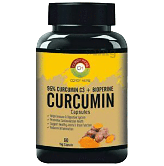 Cordy Herb 95% Curcumin C3 + Bioperine Curcumin Veg Capsule for Immune Support,Helps Reduce Inflammation and Pain, Antioxidant & Anti-inflammatory