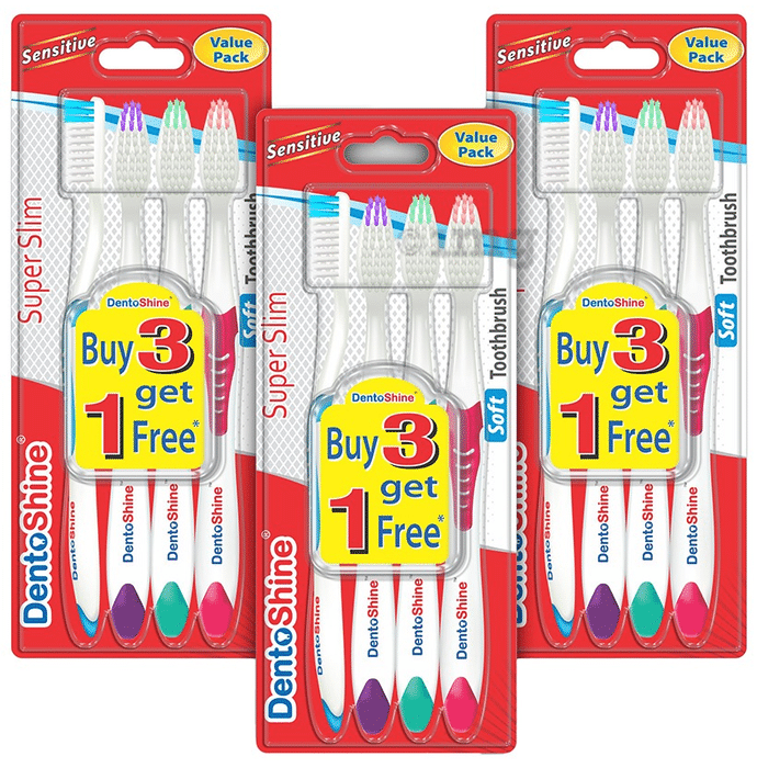 DentoShine Super Slim Soft Toothbrush (4 Each)