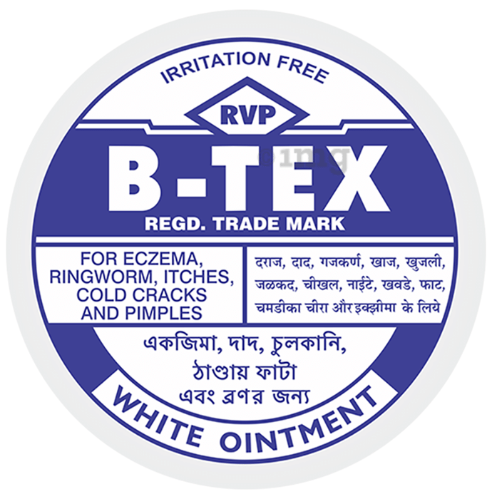 RVP B-Tex White Ointment | For Eczema, Ringworm, Itches, Cold Cracks & Pimples