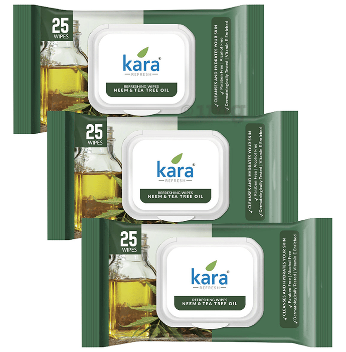Kara Refreshing Wipes (25 Each) Neem and Tea Tree