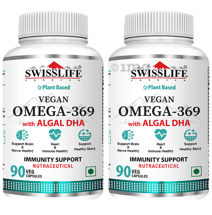SWISSLIFE FOREVER Vegan Omega 3 6 9 with Algal DHA Veg Capsule (90 Each)