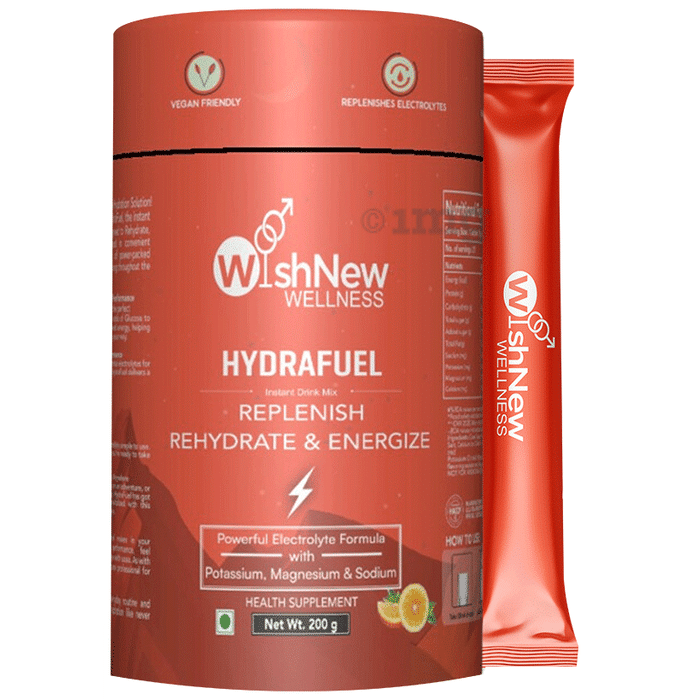 Wishnew Wellness Hydrafuel Replenish, Rehydrate & Energize with Potassium, Magnesium & Sodium Sachet (10gm Each) Orange
