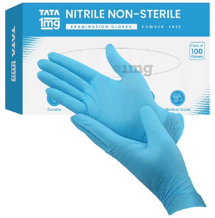 Tata 1mg Nitrile Non Sterile Examination Gloves Powder Free Medium