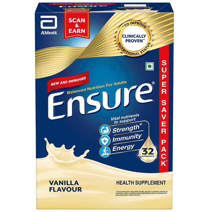 Ensure Powder Complete Balanced Drink for Adults | For Strength, Immunity & Energy | With Essential Vitamins | Nutrition Formula Vanilla