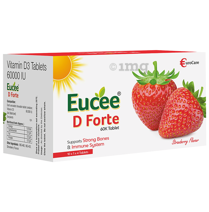 Eucee D Forte 60K Chewable Tablet Strawberry Sugar Free