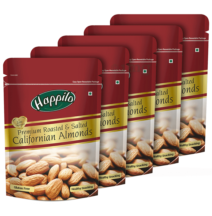 Happilo Premium Californian Almonds Roasted & Salted (200gm Each)