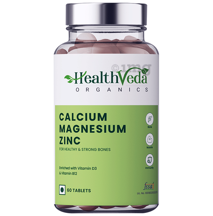 Health Veda Organics Calcium Magnesium Zinc Vitamin D3 & B12 Tablet