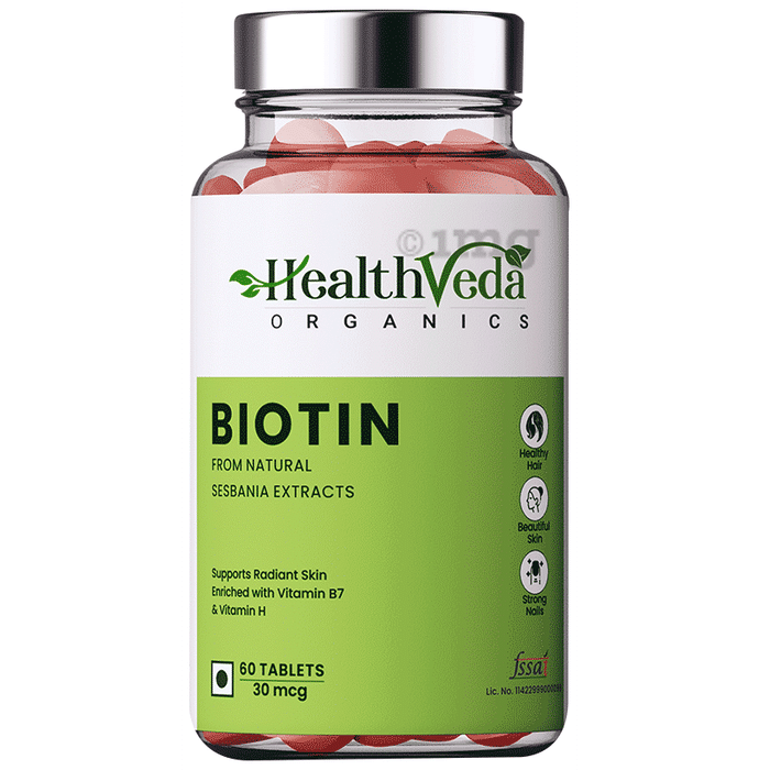 Health Veda Organics Biotin From Natural Sesbania Extract Hair & Skin Tablet