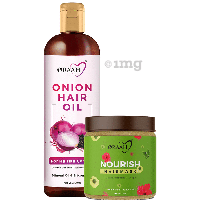 Oraah Combo Pack of Onion Hair Oil 200ml & Nourish Hair Mask 100gm
