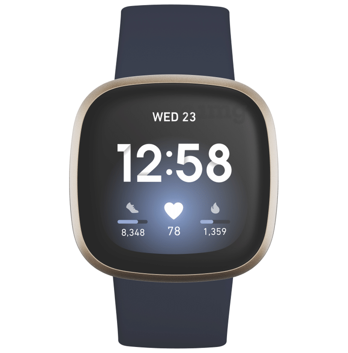 Fitbit Versa 3 Health & Fitness Smartwatch Midnight Blue, Gold