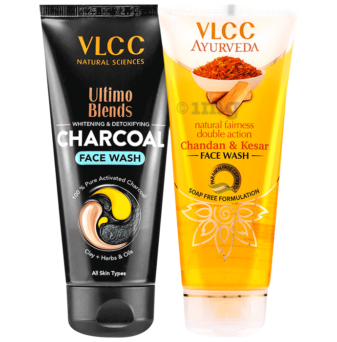 VLCC Combo Pack of Charcoal Face Wash (100ml) & Chandan & Kesar Face Wash (100ml)
