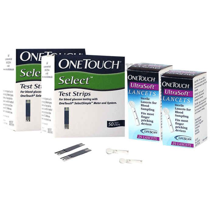 Combo Pack of OneTouch Select Test Strips (50 Each) & OneTouch Ultrasoft Lancets (25 Each)