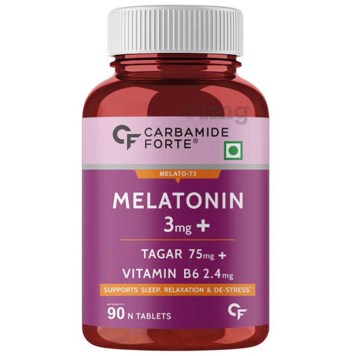Carbamide Forte Melatonin 3mg+ | With Tagar & Vitamin B6 for Sleep, Relaxation & De-Stress | Tablet