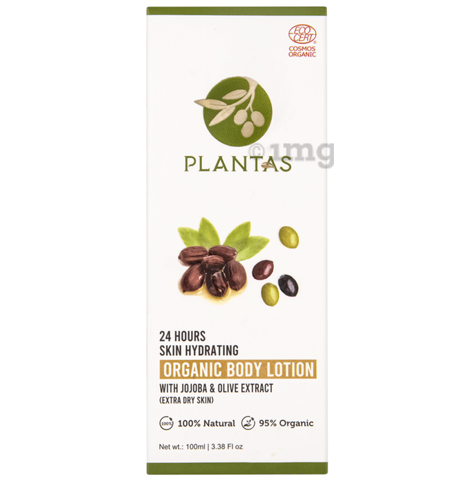 Plantas 24 Hours Skin Hydrating Organic Body Lotion Jojoba & Olive Extract