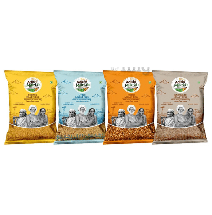 Adithi Millets Combo Pack of Foxtail 500g ,Little 500g,Kodo 500g,Barniyard 500g