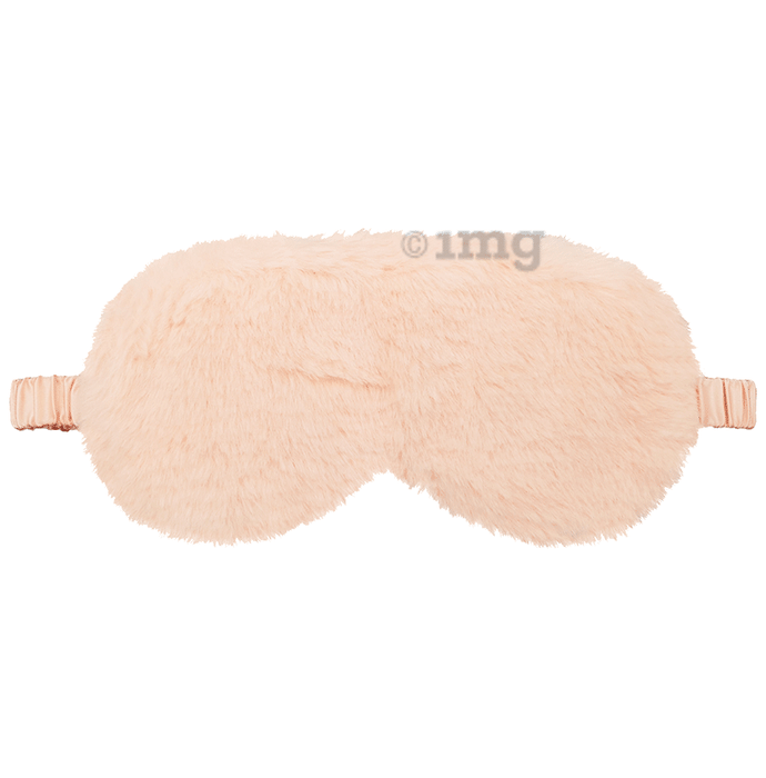 Jenna Fur Sleeping Eye Mask for Insomnia, Meditation, Puffy Eyes and Dark Circles Silk Plain Apricot