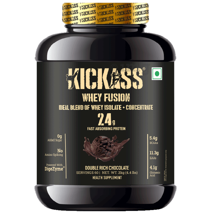 Kickass Whey Fusion Ideal Blend Of Whey Isolate + Concentrate Powder Double Rich Chocolate