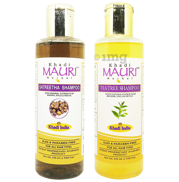 Khadi Mauri Herbal Combo Pack of Satritha & Tea Tree Shampoo (210ml Each)