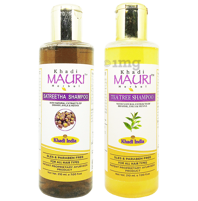 Khadi Mauri Herbal Combo Pack of  Satritha & Tea Tree Shampoo (210ml Each)