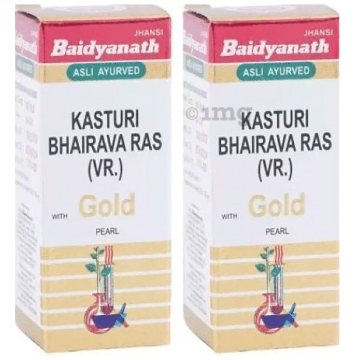 Baidyanath Kasturi Bhairava Ras VR with Gold Pearl Tablets(10 Each)