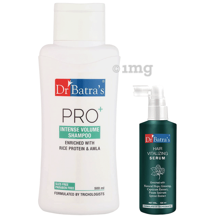Dr Batra's Combo Pack of Hair Vitalizing Serum 125ml and Pro+ Intense Volume Shampoo 500ml