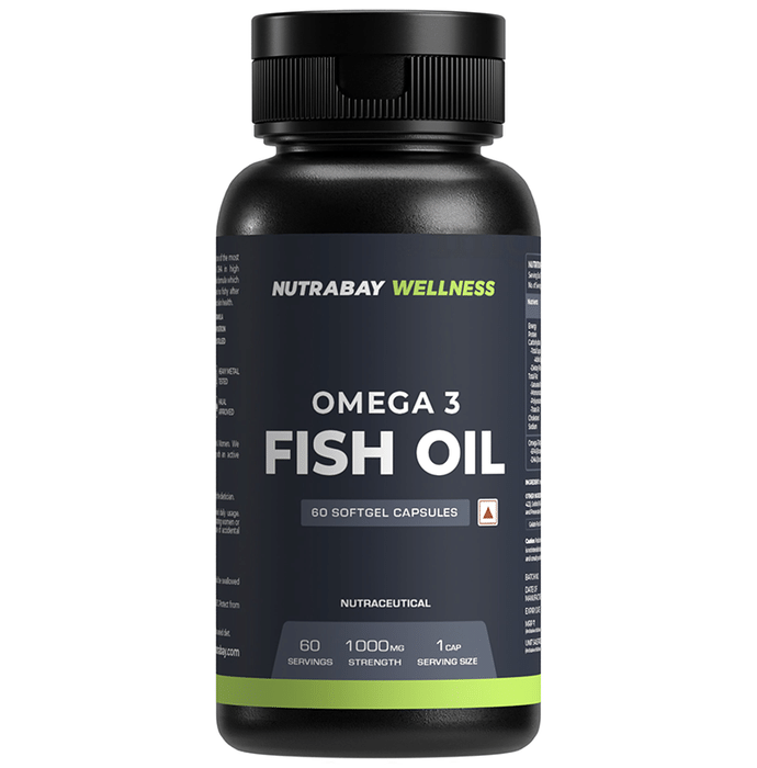 Nutrabay Wellness Omega 3 Fish Oil 1000 mg | For Healthy Heart, Joints & Skin | Capsule