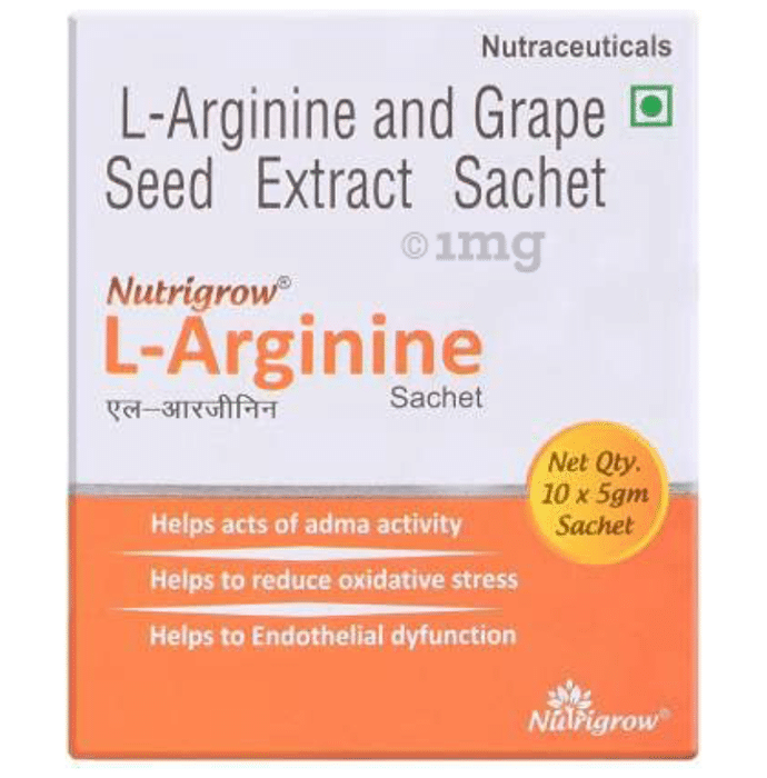 Nutrigrow L-Arginine and Grape Seed Extract | Sachet for ADMA Activity & Antioxidant Support