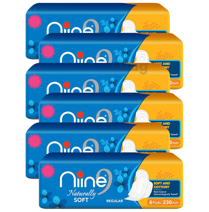 Niine Naturally Soft Regular Sanitary Pads for women (6 Each)