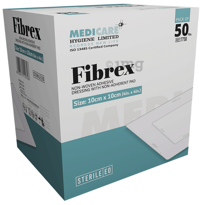 Medica Fibrex Non-Woven Adhesive Dressing With Non-Adherent Pad 10cm x 10cm