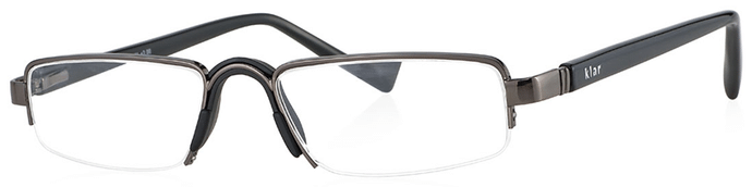 Klar Eye K 1012 Half Rim Rectangle Reading Glasses for Men and Women Shiny Gun Optical Power +0.75