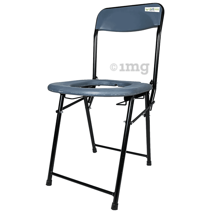 Entros ​OC-C779A MS Powder Coated Foldable Oval Commode Chair with Pot Bucket