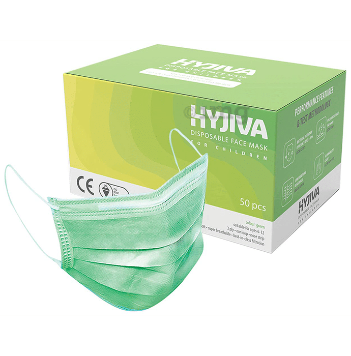 Hyjiva 3 Ply Disposable Face Mask for Children Green