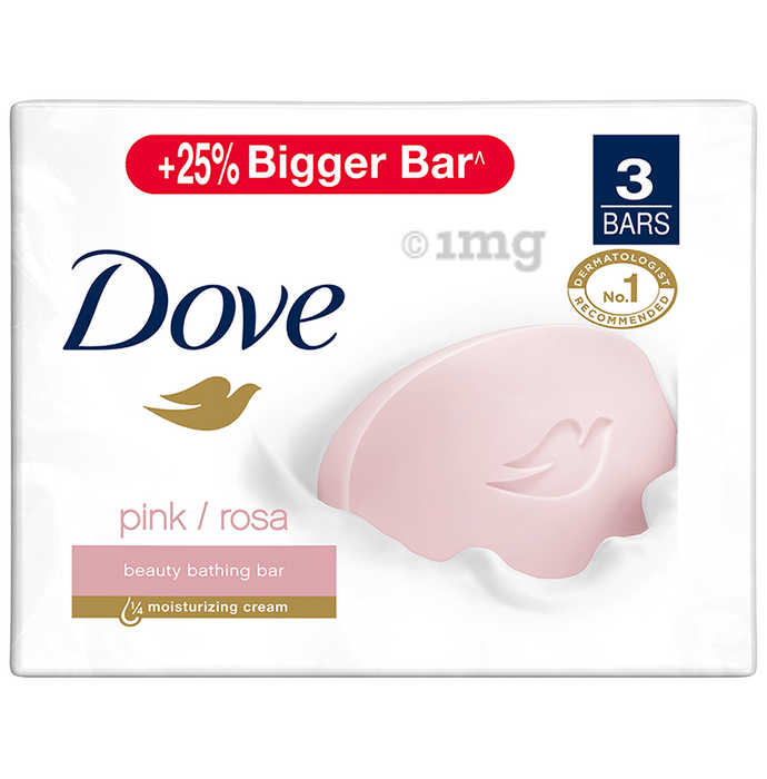 Dove Pink Beauty Bathing Bar for Soft, Smooth & Glowing Skin (125gm Each)