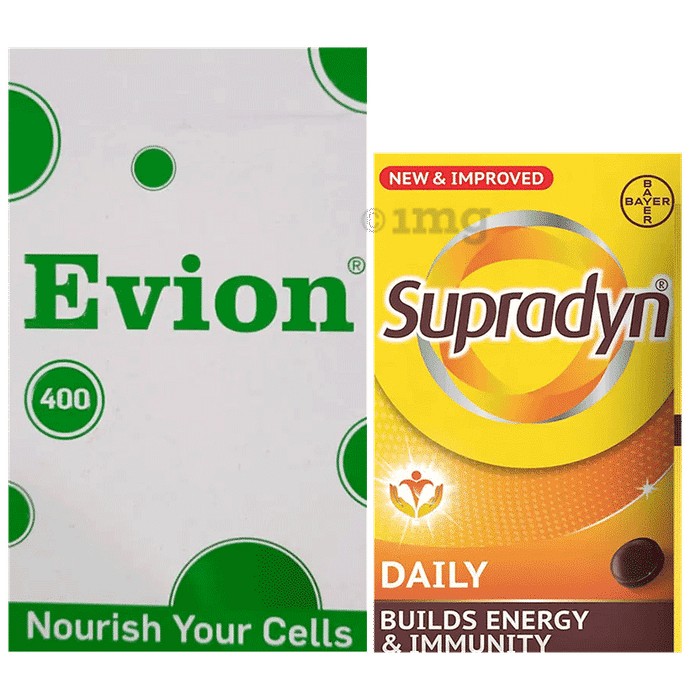 Combo Pack of Supradyn Daily Multivitamin Tablets (15) & Evion 400mg Capsule (20)
