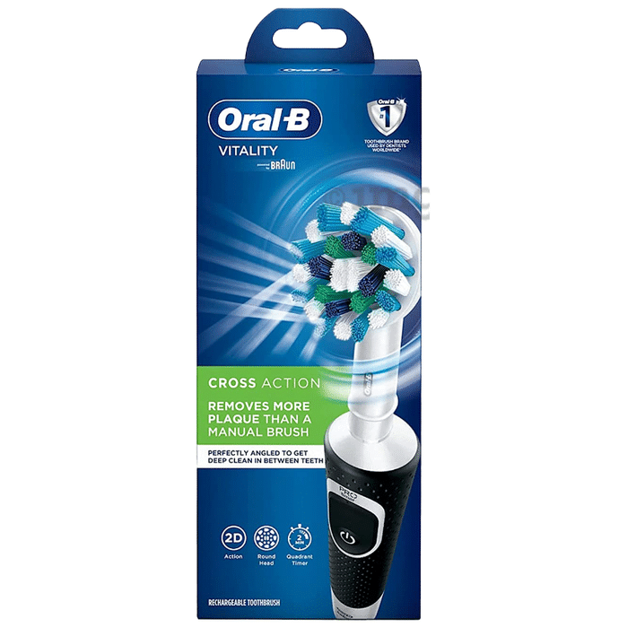 Oral-B Vitality 100 Braun Cross Action Electric Rechargeable Toothbrush Black