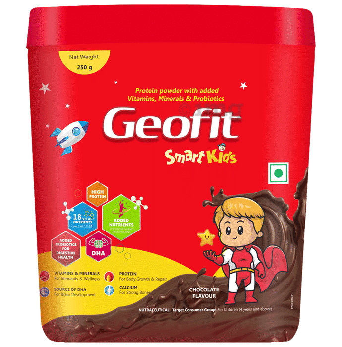 Geofit Kids Protein Powder with DHA,Vitamins & Minerals | Flavour Chocolate