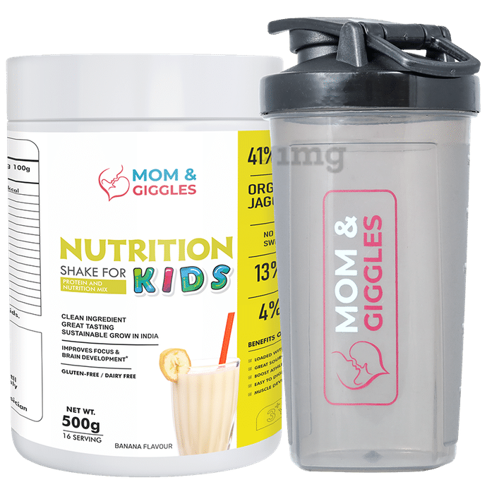 Moms &Giggles Nutrition Shake For Kids With Shaker Powder Banana