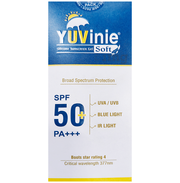 Yuvinie Soft Broad Spectrum UVA/UVB Silicone Sunscreen Gel | SPF 50+ PA+++ | Water-Resistant