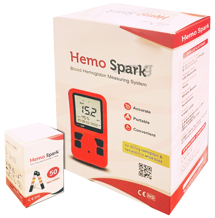 Hemo Spark Blood Hemoglobin Measuring Meter With 50 Strip - Hemometer