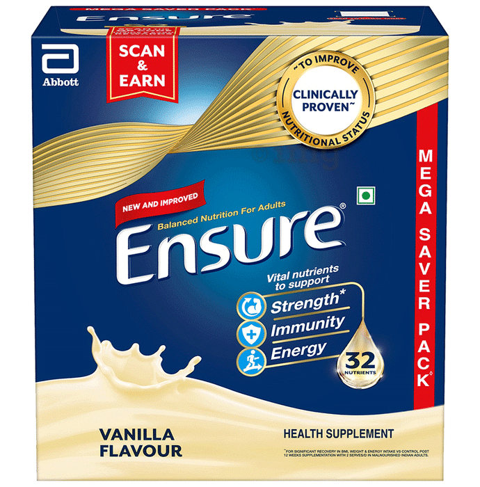 Ensure Powder Complete Balanced Drink for Adults | For Strength, Immunity & Energy | With Essential Vitamins | Nutrition Formula Vanilla