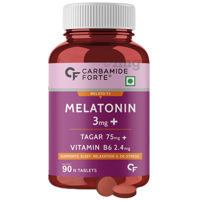 Carbamide Forte Melatonin 3mg+ | With Tagar & Vitamin B6 for Sleep, Relaxation & De-Stress | Tablet