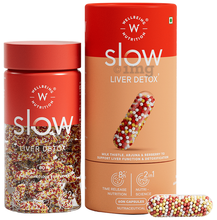 Wellbeing Nutrition Slow Liver Detox Supplement Clinically Proven Milk Thistle, Berberry + 6 Organic Herbs Capsule