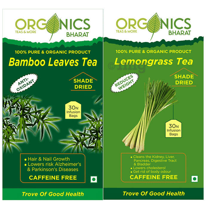 Organics Bharat 100% Pure & Organic Bamboo and Lemongrass Tea Infusion Bag (30 Each)