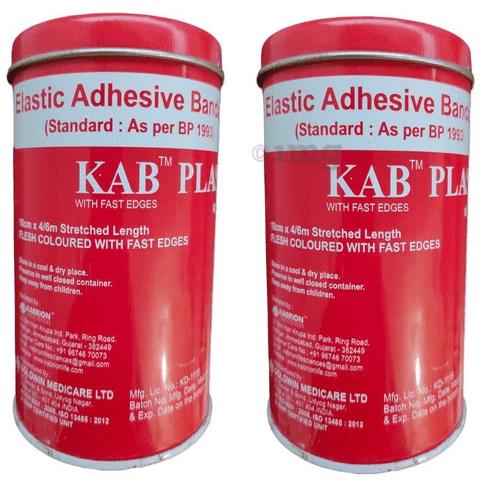 Kabrion Kab Plast Elastic Adhesive Bandage B.P. 10 cm X 4/6 m Stretched Length