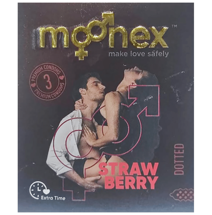 Moonex Premium Quality Super Dotted with Extra Time Condom for Male Strawberry