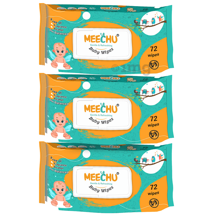 Meechu Gentle & Refreshing Baby Wipes (72 Each)