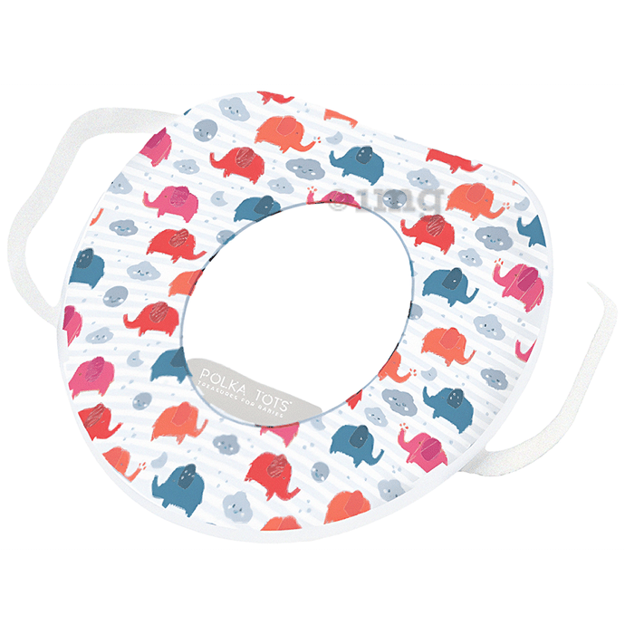 Polka Tots Elephant White Potty Seat with Handle, Suitable for Potty Training of Babies, Kids & Toddlers