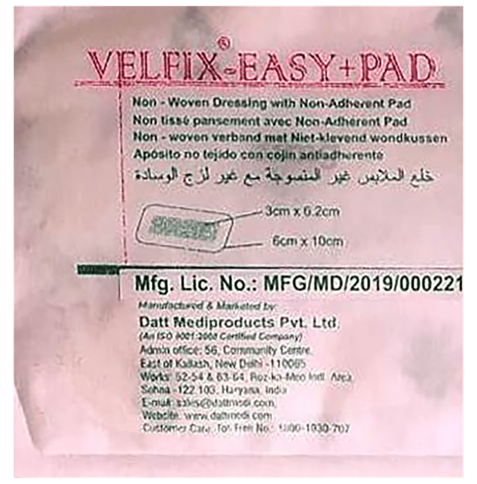 Datt Velfix-Easy Non-Woven Dressing with Non-adherent Pad 6cm x 10cm