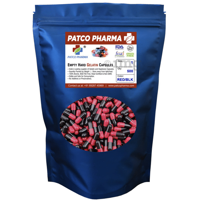 Patco Pharma Empty Hard Gelatin Capsule Size 1 Red and Black